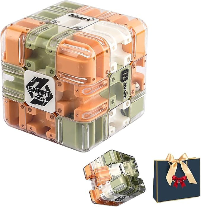 Large Labyrinth 3D Puzzle Maze Cube, 3D Magic Cube Maze Ball Puzzle, Engaging Brain Teaser Magic Cube, Handheld Fidget Game for Anxiety Relief (A-1PCS)