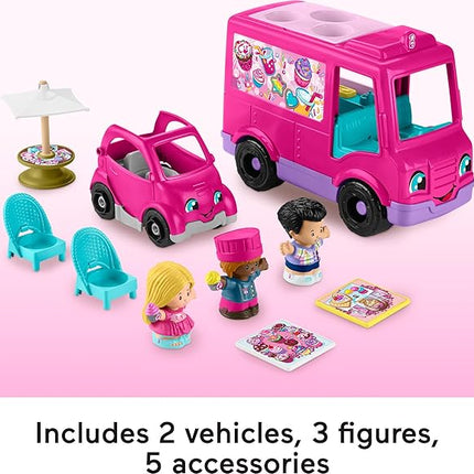 Fisher-Price Little People Barbie Toddler Toy Cupcake Truck Musical Playset with 9 Pieces for Pretend Play Kids Ages 18+ Months (Amazon Exclusive)