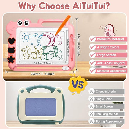 AiTuiTui Magnetic Drawing Board Toddler Toys Gift for Girls Boys, Color Sketch Writing Scribble Doodle Pad Travel Games, Educational Learning Kids Toys for Toddlers Birthday (Pink)