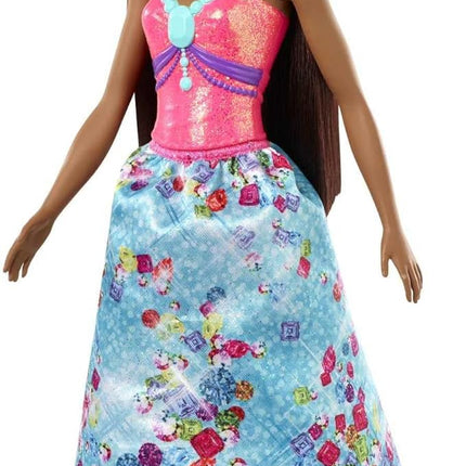 Barbie Dreamtopia Royal Fashion Doll & Accessory, Brunette with Pink Hairstreak Wearing Removable Blue Skirt & Headband