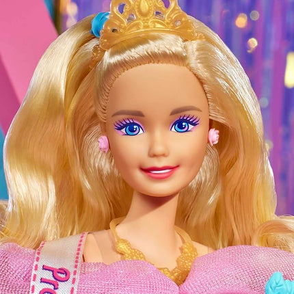 Barbie Rewind Doll & Accessories with Curly Blonde Hair & 1980s-inspired Prom Queen Outfit, Collectible & Displayable