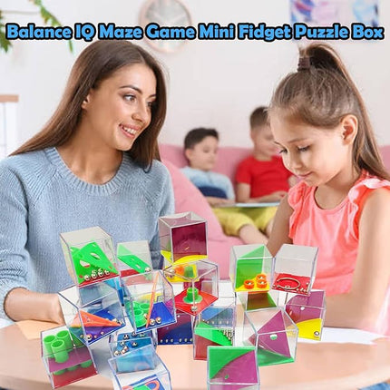 24 PCS Brain Teaser Puzzles for Kids,Balance IQ Maze Game Mini Fidget Puzzle Box,1.57 Inch Maze Puzzle Cubes Party Favor Games Challenge Decompression for Adults