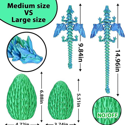Winged Dragon Surprise Egg 3D Printed Eggs with Dragon Inside Collectible Fantasy Desk Toy Gifts for Kids Adults Christmas Easter Birthdays Holiday Decor(Christmas Green,Large)