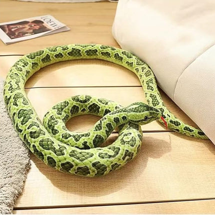 FRANKIEZHOU Realistic Snake Stuffed Animal-78.74" Green Anaconda Plush Toy,Fake Snake,Soft Lifelike Cute,Funny Toys,Tails Plush,Prank Stuff,Boy Toys,Gifts for Friends,Unique Home Decor