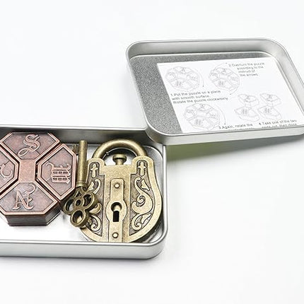 2Pcs Brain Teaser Puzzles for Games, Educational Toys, Mind and Metal 3D Puzzles, Unlock Interlock IQ Box