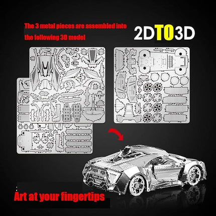 DIY 3D Car Metal Model 3D Puzzle 3D Laser Cut Jigsaw Toys 3D Metal Model Kit for Adults&Kids Mechanical Model Educational Toy Indoor Decoration Desk Toy Birthday Gift Collection Brain Teaser Puzzles