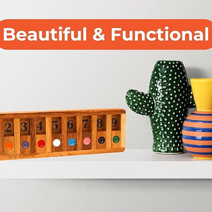 BSIRI Shut The Box Board Games with Math Kids Player Wooden Box of Brain Teaser Puzzles for Family Educational and Get Fun on Game to Teach Kids to Count on Math