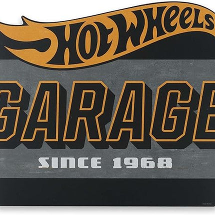 Mattel Hot Wheels Garage Metal Sign - Vintage Hot Wheels Sign for Garage, Bedroom or Man Cave