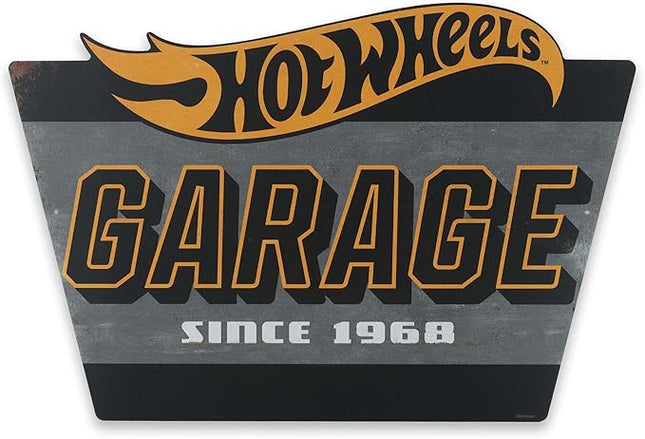 Mattel Hot Wheels Garage Metal Sign - Vintage Hot Wheels Sign for Garage, Bedroom or Man Cave