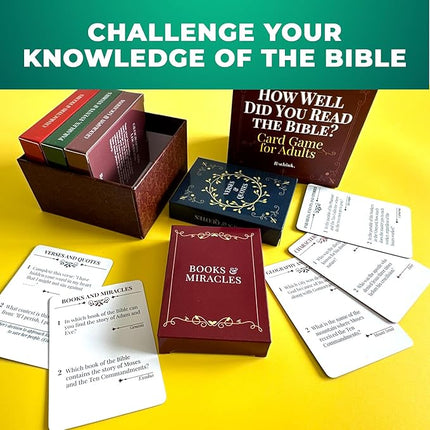 QUOKKA Rethink. Bible Trivia Game for Adults – 250 Bible Trivia Cards for Christians – Fun Christian Games for Adults & Family – Religious Gifts for Men and Women - 5 Categories to Check How Well You