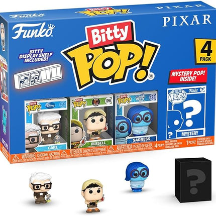 Funko Pop Bitty: Pixar Mini Collectible Toys 4-Pack - Carl, Russell - (Dug Days), Sadness, & Mystery Chase Figure - (Styles May Vary) and A Surprise Mystery Mini Figure - 0.9 Inch (2.2 Cm)