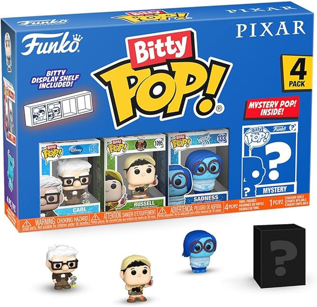 Funko Pop Bitty: Pixar Mini Collectible Toys 4-Pack - Carl, Russell - (Dug Days), Sadness, & Mystery Chase Figure - (Styles May Vary) and A Surprise Mystery Mini Figure - 0.9 Inch (2.2 Cm)