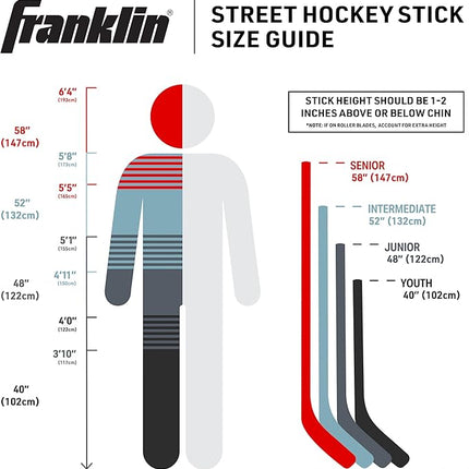 Franklin Sports NHL Kids Street Hockey Sticks - Youth, Junior + Senior Sticks - Right + Left Handed - 40", 48" + 56"