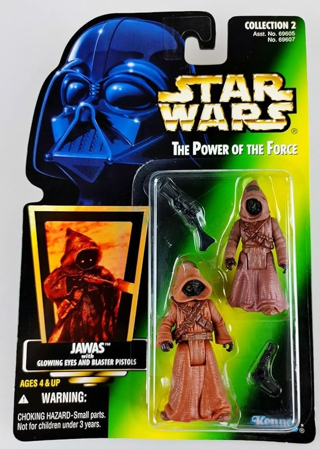 Star Wars, The Power Of The Force Green Card, Jawas Action Figures, 3.75 Inches