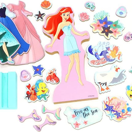 Tara Toy Princess Magnetic Wooden Dress Up – Pretend Play Set for Girls Ages 3+ with Wooden Doll, Mix-and-Match Outfits & Storage Box Great for Travel and Playdates