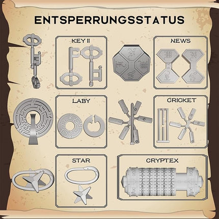 Da Vinci Code Mini Cryptex Metal Puzzle Box Set - 6PCS 3D Brain Teasers, IQ Challenge for Adults Teens, Gift for Christmas Birthday Valentine's Day, Anniversary & Family Party Game