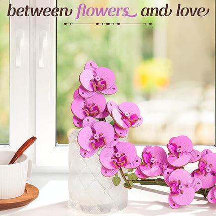 rowood Wooden Flower,3D Puzzles for Adults,Artifical Flower Botanical Collection Building Craft Kit,Mother's Day/Valentine's Day Purple Moth Orchid