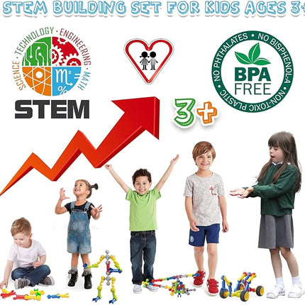 170 Pcs Building Toys for Kids Ages 4-8 with Toy Box Storage, Idea Guide, Building Blocks STEM Toys for 3 4 5 6 7 8 9 Year Old Creative Kids Activity, Christmas Birthday Gifts for Boys Girls