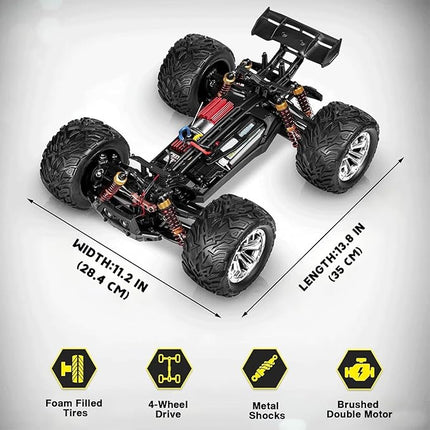 4x4 RC Cars for Adults 48kmh High-Speed - 1:12 Scale Large Waterproof Remote Control Truck, Offroad Electric Monster Car, 2 Batteries 30+ Min Play, All Terrain