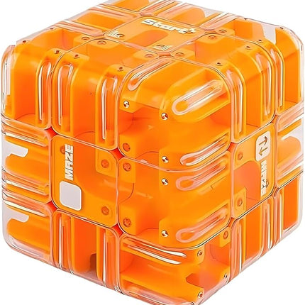 Large Labyrinth 3D Puzzles Maze Cube - Engaging Brain Teaser Toy, 3D Maze Magic Cube & Ball, High Difficulty Puzzle, Brain Training Puzzle, Pefect Gift for Adults Teens, Orange