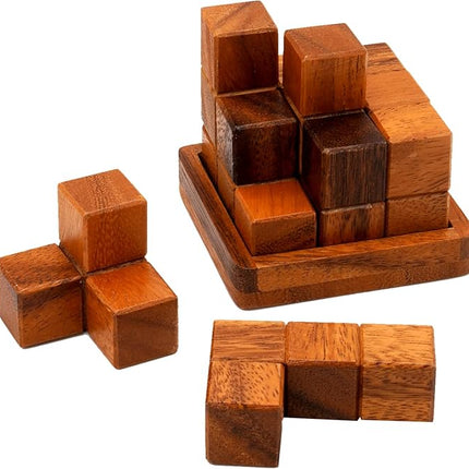BSIRI Soma Puzzle Cube Wooden Toy Brain Teaser Desk Board Games Adults Master Block Christmas Mind Magic Kids Benders Wood Hand Cube Family Teens Boy Classic