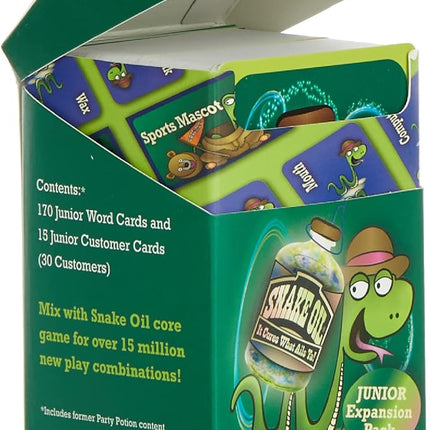 SNAKE OIL - The Silly Selling Party Game - Funny Group 3-10 Player Card Games - Fun Travel Activity for Friends and Family - Joke Juice Expansion for Ages 8+