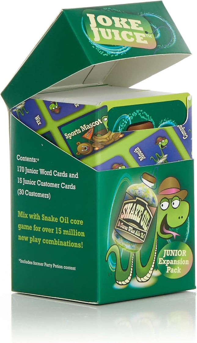 SNAKE OIL - The Silly Selling Party Game - Funny Group 3-10 Player Card Games - Fun Travel Activity for Friends and Family - Joke Juice Expansion for Ages 8+