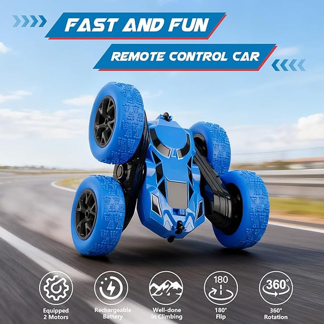 Remote Control Car, RC Cars Toys for Kids Ages 6-12, 2.4GHz RC Stunt Truck with 360° Double-Sided Flips, 4WD Off-Road Racing, Christmas Birthday Gifts for 3 4 5 6 7 5-7 6-8 8-10 Year Old Boys Girls