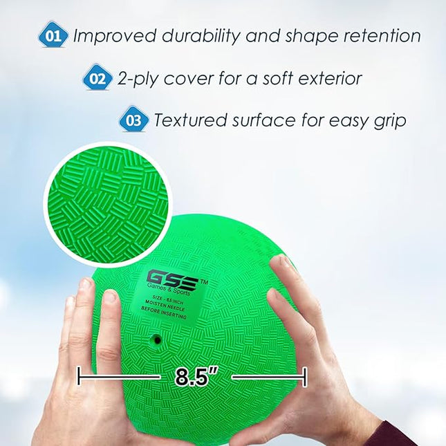 GSE Games & Sports Expert 5"/7"/8.5"/10" Inflatable Playground Ball, Kickball, Bouncy Dodge Ball, Handball for Kid/Adult, Perfect for Recess Ball Games, Gym, Yoga Exercises, Schools Sports Activities