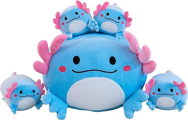 Axolotl Plush, 16" Cute Axolotl Stuffed Animals Mommy with 4 Baby Plushies in Tummy,Soft Jumbo Axolotl Plush Christmas and Birthday Gifts for Girls Boys