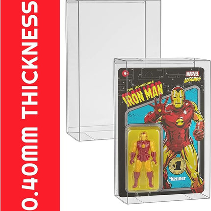 EVORETRO Action Figure Protective Display Case for 3.75 inches Star Wars, Marvel Legends & GI Joe Carded Toy Figurine - 10 Pack - Clear Thick PET Plastic Case Protector - Shallow, 30MM