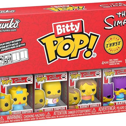 Funko Pop! Bitty: Simpsons - Maggie Simpson, Homer Simpson, Barney Gumble, and A Surprise Mystery Mini Figure - 0.9 Inch (2.2 Cm) - The Simpsons Collectable - Stackable Display Shelf Included