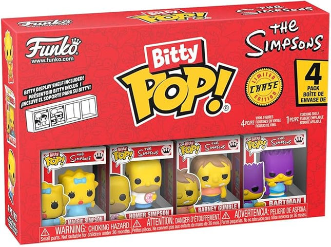 Funko Pop! Bitty: Simpsons - Maggie Simpson, Homer Simpson, Barney Gumble, and A Surprise Mystery Mini Figure - 0.9 Inch (2.2 Cm) - The Simpsons Collectable - Stackable Display Shelf Included