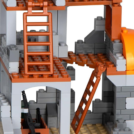 Finger Rock Military Base Building Block Set, WW2 Army War Accessories Kits, Defence Base Guard Tower Guns Weapons Building Block Toy for Teens 14+