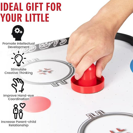 Giantex 42" Air Hockey Table - Small Air Hockey Table Top w/ 2 Pucks, 2 Strikers, LED Electronic Scoring, Powerful 12V Motor, Portable Mini Air Hockey Arcade Table Game for Kids & Adults, Game Room