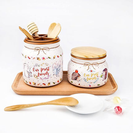 Pintoo 3D Puzzle Jar 64 Plastic Pieces for Adults - Hedgehog and Apple - Wooden Lid Container for Kitchen Dining Study Living Room No Glue Requied Small [BC1001]