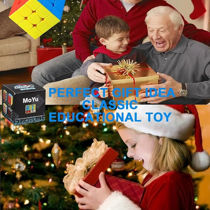 CFMOUR Speed Cube 3x3x3 - Moyu Meilong 3C, Stickerless Magic Cube 3x3, Fast Smooth Turning Vivid Colour 3D Puzzle Brain Toy Travel Games, Turns Quicker Than Original