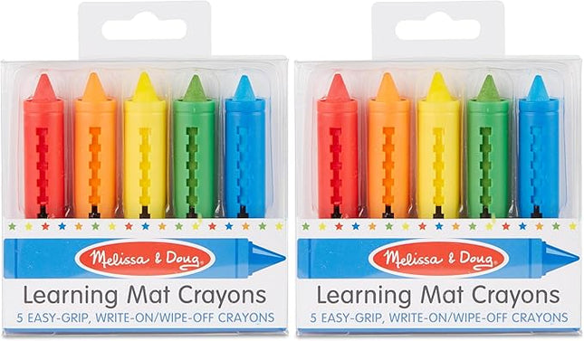 Melissa & Doug Learning Mat Crayons - 5 Colors (Pack of 2)