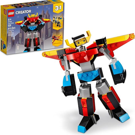 LEGO Creator 3 in 1 Super Robot Building Kit, Kids Can Build a Toy Robot or a Toy Dragon, or a Model Jet Plane, Makes a Creative Gift for Kids, Boys, Girls Age 7+ Years Old, 31124