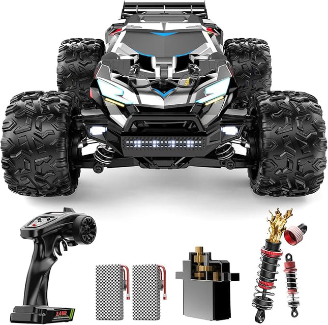 DEERC Brushless Fast RC Cars for Boys & Adults, 55KM/H, 1:18 Off-Road RC Truck, All Terrain 4x4 Racing Mecha Car, 50 Mins, Waterproof Remote Control Monster Truck, Compatible with 3S Battery