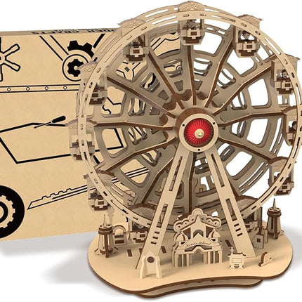 3D Wooden Puzzles for Adults, 242 PCS 3D Puzzles for Adults- Brain Teaser Wooden Puzzles for Father/Son, Gifts for Fathe/Son, Decompression 3D Puzzle Wood Models Kits (3.Ferris Wheel)