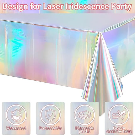 Iridescent Pink Plastic Tablecloths - Shiny Disposable Laser Rectangle Table Covers for Barbie Party, Taylor Swift Birthday, Hello Kitty, Unicorn Party Decorations, 54x72 Inches 1 Pack