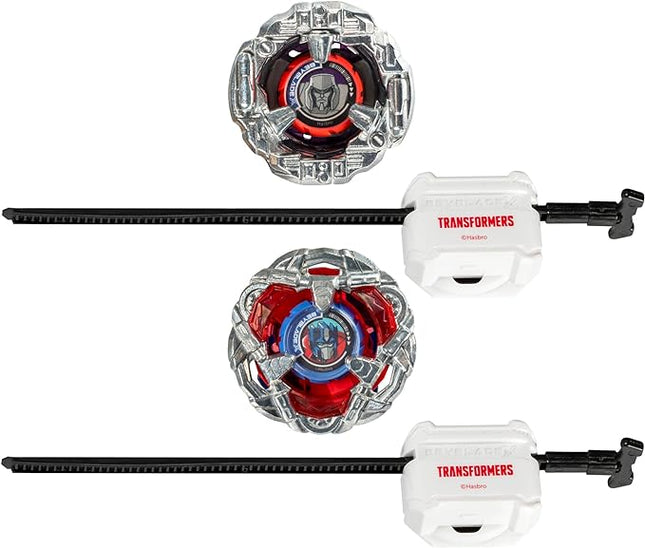 Beyblade X Transformers Collab Optimus Prime 4-60P vs. Megatron 4-80B Multipack Set with 2 Tops & 2 launchers; Battling Top Toys for 8 Year Old Boys & Girls (Amazon Exclusive)