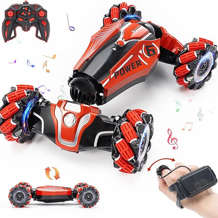 Gesture Sensing RC Stunt car, 4WD Drive Watch Remote-Controlled Vehicle, Bidirectional Drifting Off-Road Vehicle with Music and Lights Toys for Boys,Presents for Kids 4-12 Old