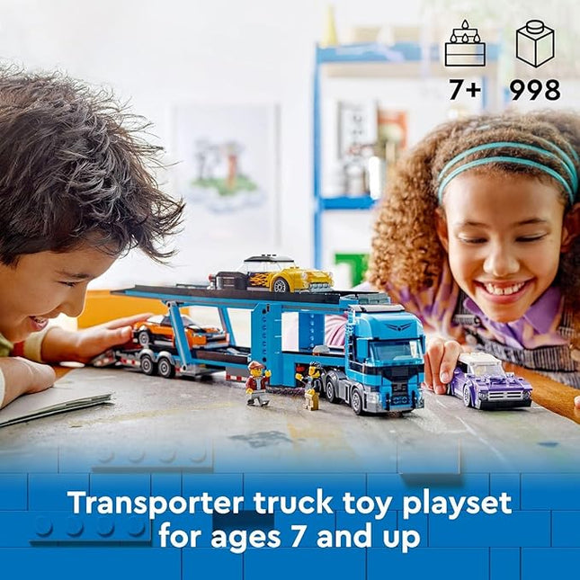 LEGO City Car Transporter Truck with Sports Cars Building Toy Set - Semi Truck Toy with Carrier & Trailer for Boys & Girls, Ages 7+ - Gift Idea for Kids - 60408