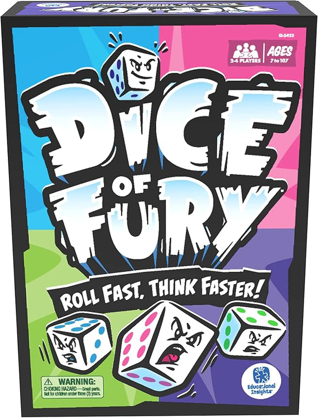 Educational Insights Dice of Fury - Fast-Paced Board Games for Adults, Teens, and Kids, Dice Games for Family Game Night, 2-4 Player Tabletop Party Game, Kids Ages 7+