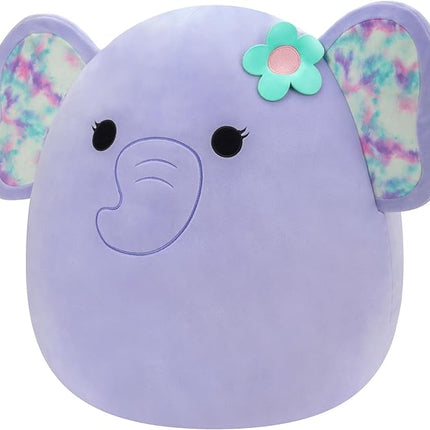 Squishmallows Original 20-Inch Anjali Purple Elephant with Tie-Dye Ears and Flower - Official Jazwares Jumbo Plush