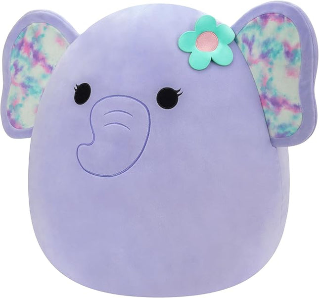 Squishmallows Original 20-Inch Anjali Purple Elephant with Tie-Dye Ears and Flower - Official Jazwares Jumbo Plush
