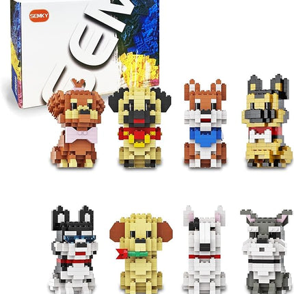 SEMKY Micro Mini Blocks Dog Series Pets Dog 8 in 1 Animal Model Set,(1616Pieces) -Building and Pet Toys Gifts for Kid and Adult