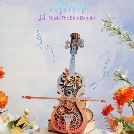 ROKR 3D Puzzles for Adults, Wooden Music Boxes-Cello, Model Kits for Adults, DIY Building Sets, Birthday Gifts Hobbies for Women Men